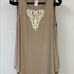 Cream Tank with lace detail